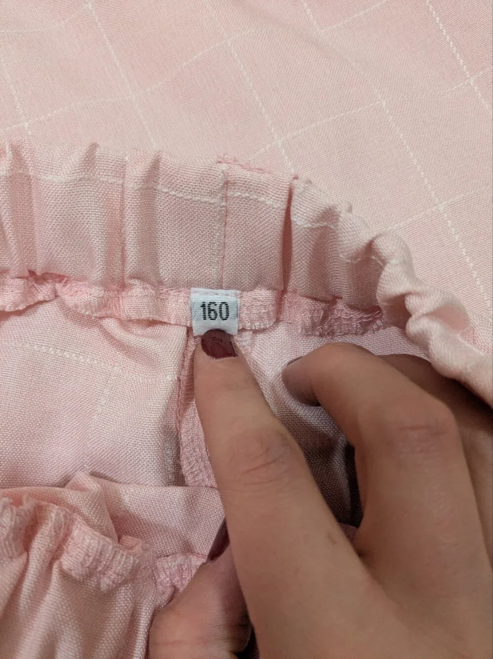 Light Pink Windowpane Two-Piece Set - Jacket & Elastic Waist Pants